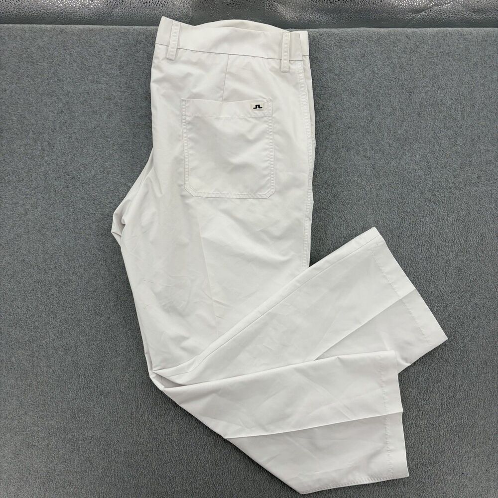 J.Lindeberg White Golf Pants Mens 40x32 Performance Flat Front Tour